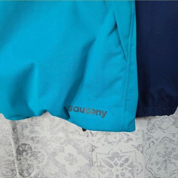 Women's Saucony Boulder Drizzle Jacket sodalite rain wind lightweight large - Picture 5 of 12